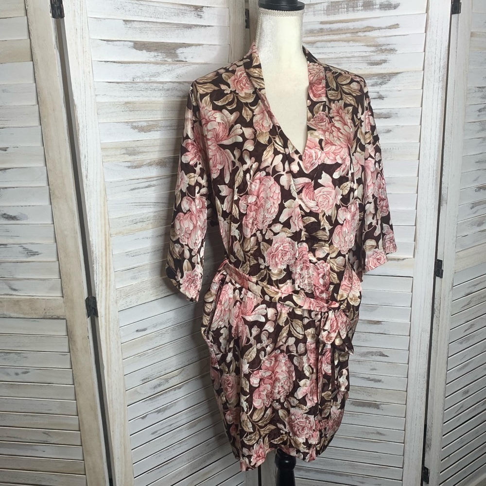 VINTAGE INNER MOST satin floral robe house coat M - Picture 4 of 16
